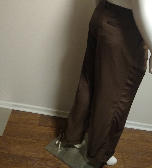 Montique 42 L Brown Mens Polyester Dress Pants - Picture 9 of 9